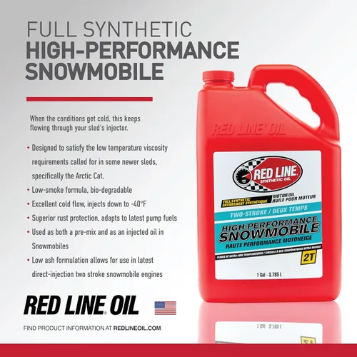 Vista 4 de Red Line 41005 Aceite sintético para motos de nieve de dos tiempos, galón (paquete de 4)