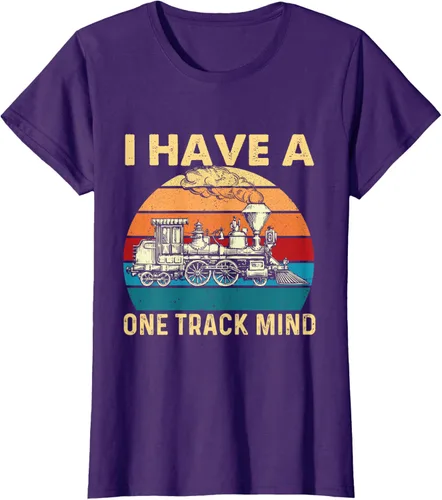 Vista 11 de Camiseta con texto en inglés "I Have A One Track Mind - Trainspotter Model Train Railroad, Negro, S