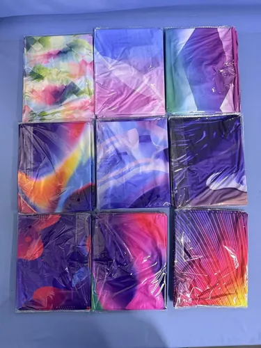 Vista 2 de Teling Paquete de 9 fundas elásticas para libros, fundas de tela jumbo para libros de texto de tapa dura, reutilizables, lavables, suministros
