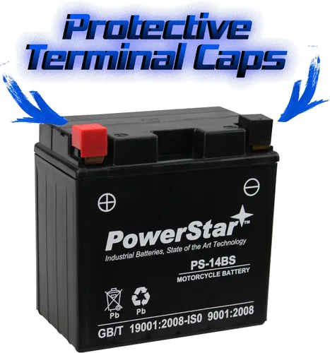 Vista 2 de PowerStar YTX14-BS, YTX14, KMX14-BS, FTX14-BS Batería de repuesto 200cca Alto rendimiento WP14-BS sellado AGM para Powersports