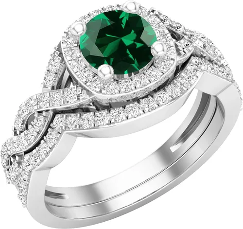 Vista 11 de Dazzlingrock Collection Juego de anillos de boda redondos de 0.228 in creados en laboratorio y diamantes blancos naturales para mujer