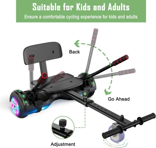 Vista 3 de CBD Patinete con luces LED Corlorful, ruedas de 6.5 pulgadas, scooter doble de 300 W para niños, niñas, niños y adultos, todas las edades