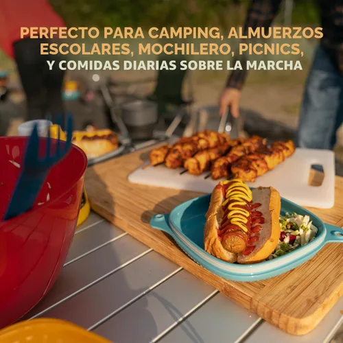 Vista 3 de UCO Kit de 4 piezas para acampar con cuenco, plato y juego de utensilios de tenedor 3 en 1