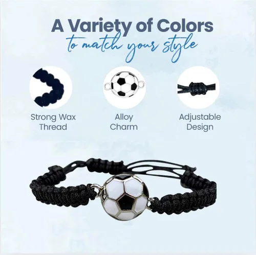 Vista 2 de Pulsera de fútbol ajustable unisex con diseño de paracaídas blanco y negro, joyería de fútbol, regalos de jugador y equipo, y accesorios