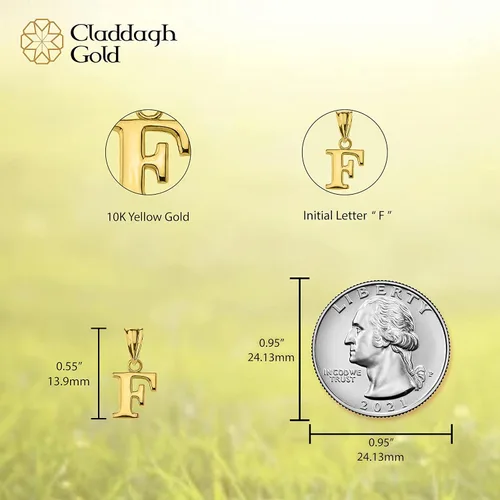 Vista 4 de Claddagh Gold - Dije personalizado con inicial A-Z en oro amarillo macizo de 10 quilates