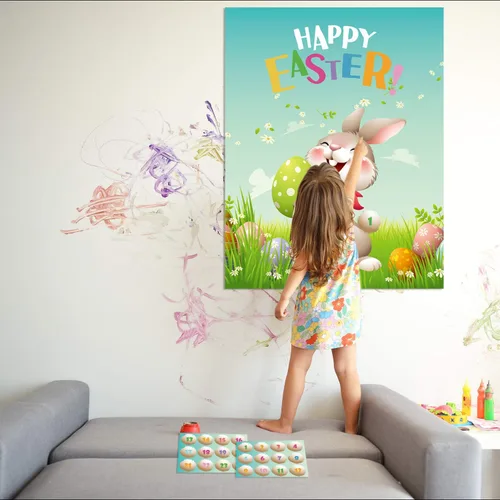 Vista 7 de Pin The Tail on The Bunny Fiesta de juegos de Pascua para niños, actividades de búsqueda de huevos de Pascua, juegos de Pascua con calcomanías