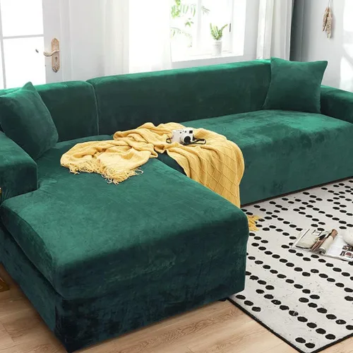 Vista 13 de Funda de terciopelo para sofá en forma de L, 1, 2, 3, 4 plazas, funda elástica para sofá seccional, protector de muebles antideslizante para niños