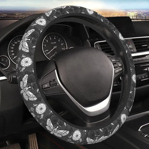 Vista 15 de Funda de volante retro con diseño de calavera para mujeres, hombres y niñas, accesorios para automóvil, decoración, antideslizante, de neopreno, 15