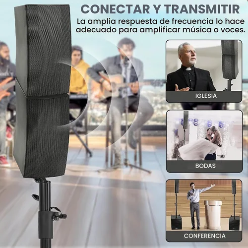 Vista 6 de Pyle Altavoz de columna Line Array - Sistema de sonido profesional y compacto con subwoofer de altavoz de 12 pulgadas, transmisión, amplificador