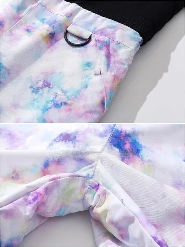 Vista 4 de Pursky Pantalones de nieve para niños, baberos de esquí de invierno para niña, con aislamiento, impermeables, pantalones de nieve de forro polar