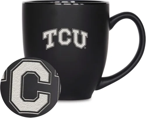 Vista 208 de Rico Industries - Taza de cerámica mate negra con grabado láser estándar de 15oz para NCAA (escuelas T & U) - Para bebidas calientes o frías