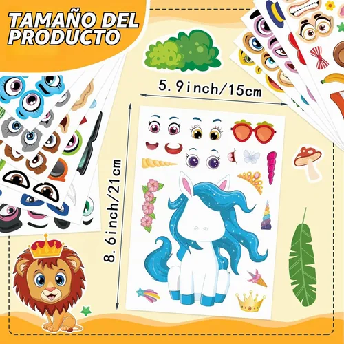Vista 4 de 48 hojas de calcomanías para hacer una cara para niños, haz tus propias Animal