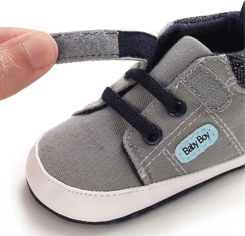 Vista 3 de Baby Girl Boy Sneakers Soft Sole First Walking Shoes Toddler High Top Sneakers First Walker Infant Crib Shoes Newborn Baby Canvas Shoes 0-18 Month