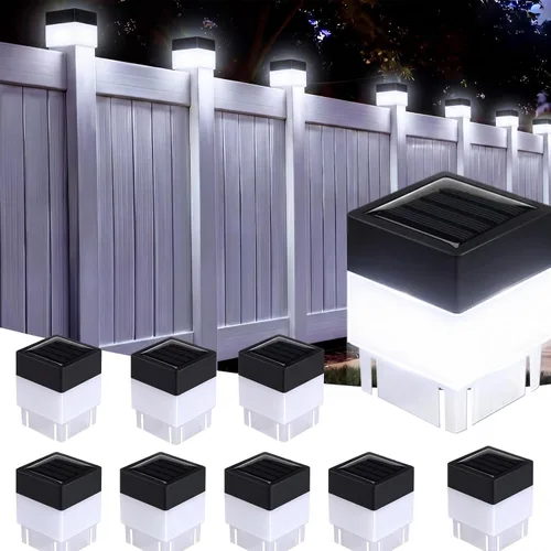 Vista 11 de Tujoe Luces solares para poste de valla de 2 x 2 pulgadas (2.0 in x 2.0 in) (blanco, paquete de 6)