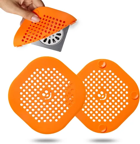 Vista 11 de Protector de silicona para cubrir drenaje de ducha, bañera, cocina, baño, recoge restos de cabello, paquete de 2, color negro