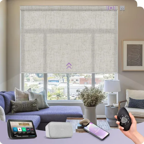 Vista 42 de Graywind Persianas enrollables inteligentes acopladas compatibles con Alexa Google, tamaño personalizado extra grande, persianas motorizadas