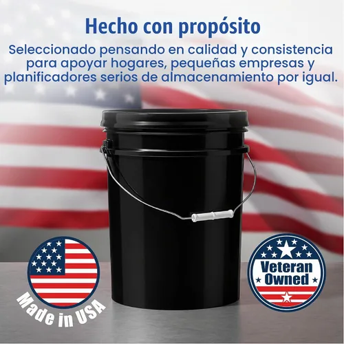 Vista 7 de ePackageSupply - Cubo de 5 galones, grado alimenticio, sin BPA, color negro y negro, 1 unidad Negro/Negro
