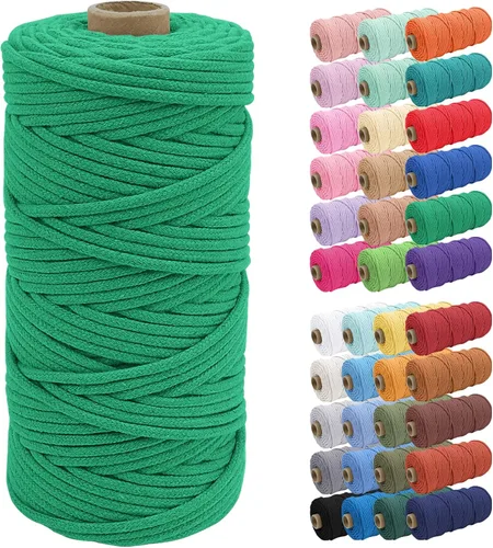Vista 64 de JeogYong Cuerda de macramé de 0.157 in x 109 yardas, cuerda trenzada de algodón natural, cuerda de macramé para bolsas de ganchillo, colgar
