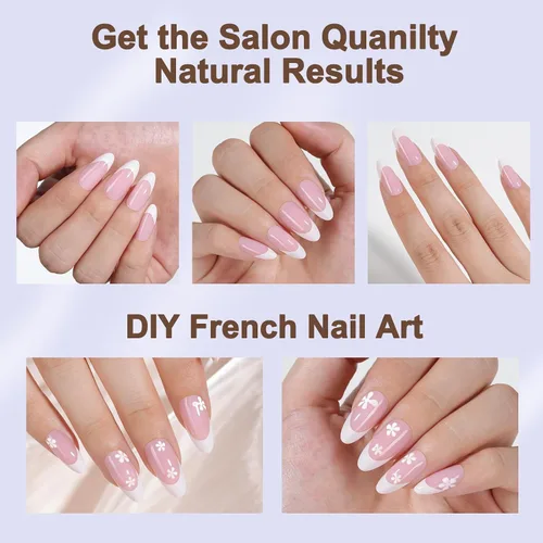 Vista 3 de Misssix Kit de uñas postizas a presión con punta francesa, 150 uñas C-Pink KIT FT-02