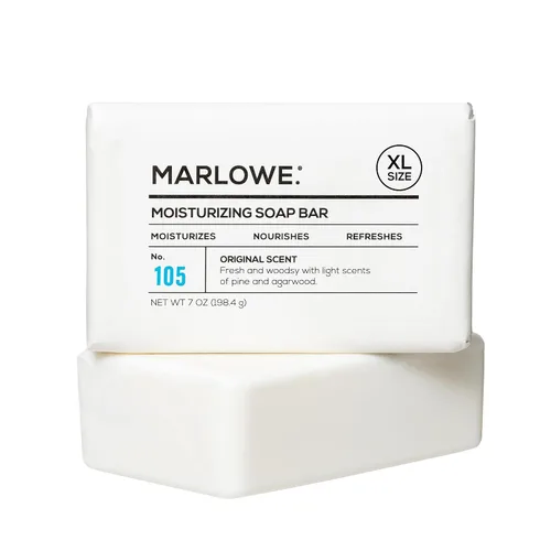 Vista 22 de Marlowe. Barra de jabón facial y corporal de carbón No.106 Charcoal soap bar detoxifies and deeply cleanses while leaving skin smooth and