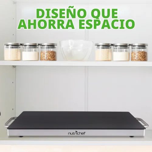 Vista 7 de NutriChef - Charola para conservar los alimentos calientes. Plato caliente para alimentos con vidrio resistente que irradia calor
