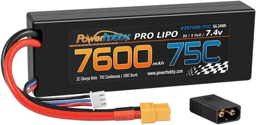 Vista 8 de Powerhobby 2S 7.4v 7600mah 75c Lipo Batería con enchufe XT60 + adaptador compatible con: Slash 4x4 4WD 2WD Stampede Rustler E-Revo E-Maxx Spartan