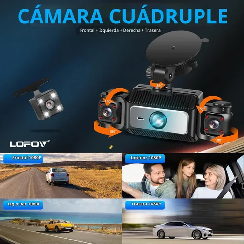 Vista 3 de 360° 4 canales Dash Cam delantera y trasera
