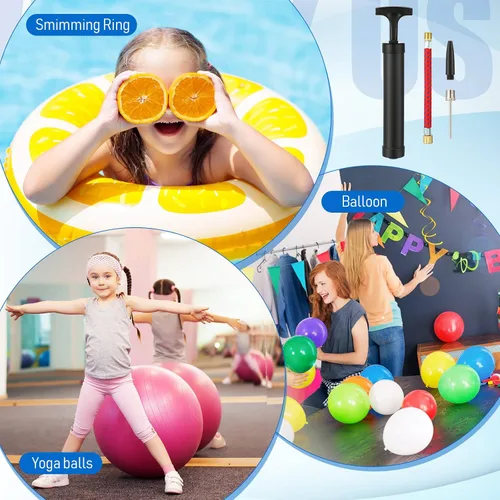 Vista 7 de Zhehao Kit de bomba de bola portátil de 10 pulgadas con boquilla de aguja y manguera de extensión para fútbol, fútbol, baloncesto, voleibol, globo