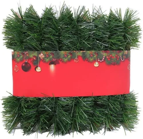 Vista 7 de Guirnalda artificial de pino de 16.4 pies, verde, rectangular, estilo Norfolk, decoración de Navidad para interiores y exteriores