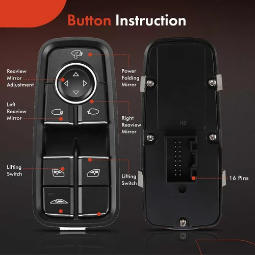 Vista 4 de A-Premium Master - Interruptor de ventana eléctrico compatible con Porsche 911 2012 2013 2014 2015 2016 2017 2018 2019 delantero izquierdo del lado