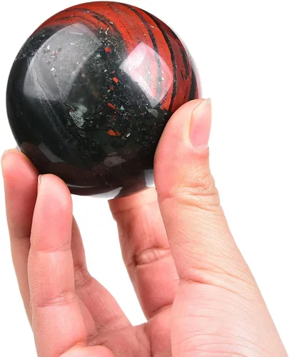 Vista 88 de JIC Gem Piedra Natural de Jaspe Africano Cristal de Curación Esfera Adivinación Bola de Piedra Preciosa, Feng Shui Reiki Aura Decoración