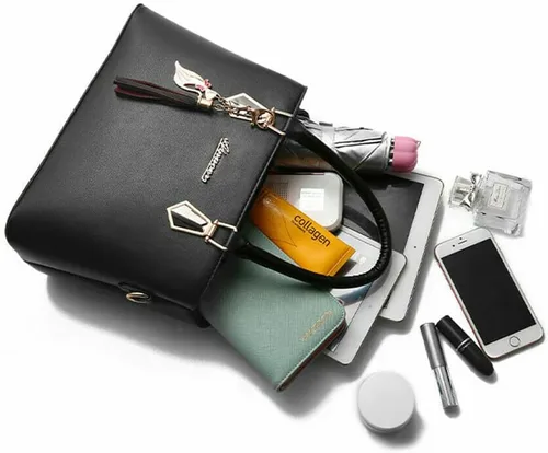 Vista 6 de Bolso de mano para mujer, bolso de mano, cartera de cuero suave, juego de 2