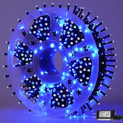 Vista 21 de QITONG Guirnalda de 500 luces LED de Navidad de 165 pies para exteriores, impermeable, luces multicolor con 8 modos, cable verde, luces parpadeantes