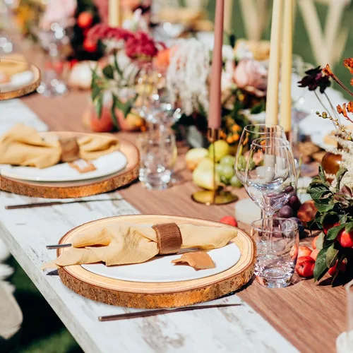 Vista 7 de Adrattnay 8 piezas de rebanadas de madera para centros de mesa de 12 a 13 pulgadas, círculos redondos de madera de Paulownia para decoración