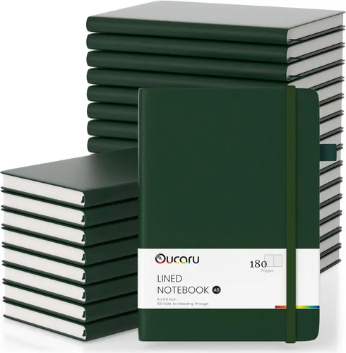 Vista 35 de Oucaru Cuaderno rayado, paquete de 4, 180 páginas, diarios A5 para escribir, papel grueso de 100 GSM, cuadernos pequeños diarios para mujeres