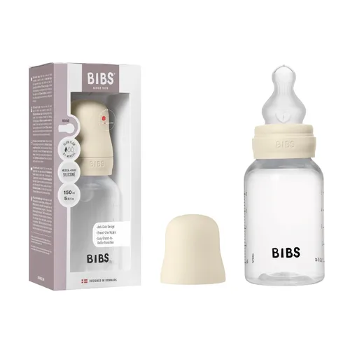 Vista 9 de BIBS Biberón de plástico, 5.1 onzas, paquete de 1, pezón de silicona, azul bebé