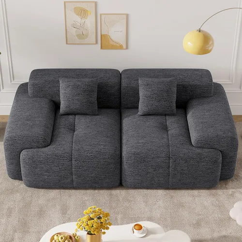Vista 16 de Sofá biplaza Cloud de 85 pulgadas en una caja, moderno sofá pequeño no requiere montaje, cómodos sillones de asiento profundo sin estructura