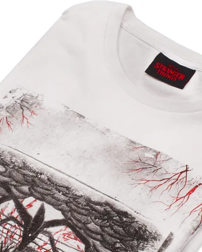Vista 5 de Stranger Things Camiseta para hombre boca abajo color blanco