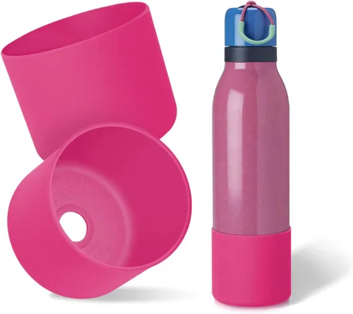 Vista 55 de 2 botas de silicona superiores para Owala FreeSip Twist de 24 onzas, funda inferior resistente a los arañazos, accesorios de botella de Owala