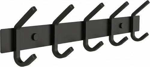 Vista 31 de Perchero de Abrigos Pequeño Negro Mate para Pared – Riel de Ganchos de Acero Inoxidable de 6 Pulgadas con 2 Ganchos Dobles para Abrigos