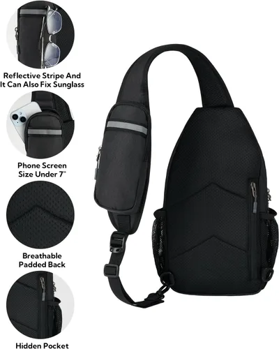 Vista 60 de Waterfly - Mochila cruzada tipo bandolera para viajes y caminatas, bolsa de pecho, Gris, talla única