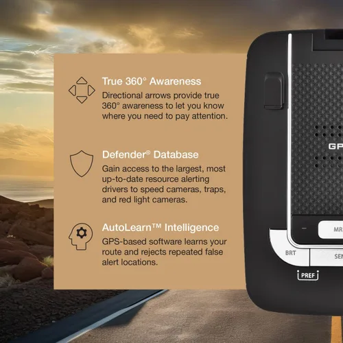 Vista 3 de Detector de radar láser Escort MAX 360 - GPS, alertas direccionales, antena dual delantera y trasera, conectividad Bluetooth, alertas de voz