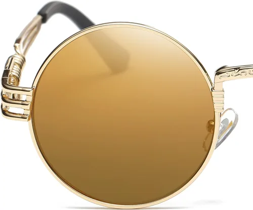 Vista 57 de Dollger Gafas de sol redondas Steampunk con marco de metal