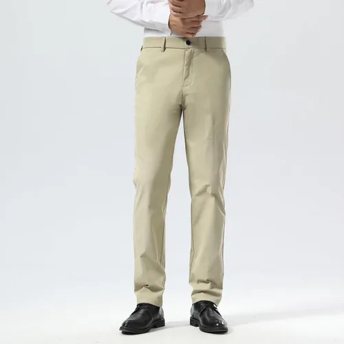Vista 9 de Plaid&Plain - Pantalones chinos, a los tobillos de corte ajustado, elásticos, color caqui, para hombre
