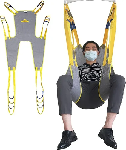 Vista 8 de GUNEL Eslinga universal de malla para elevación de pacientes, eslinga de ducha de piernas divididas con soporte para la cabeza, cabestrillo