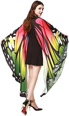 Vista 4 de Capa de mariposa para fiesta de baile y alas de hadas para disfraz de Halloween