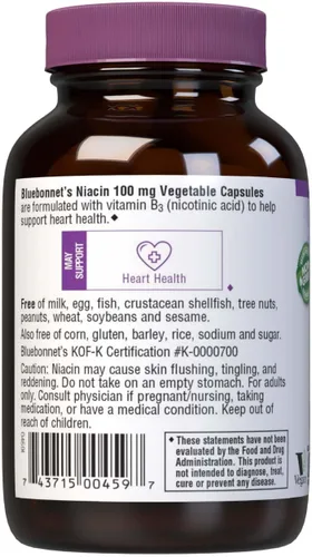Vista 3 de Bluebonnet Niacina 100 mg cápsulas vegetales, 90 unidades ('743715004597)