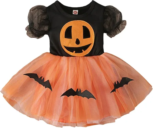 Vista 11 de Disfraz de Halloween para bebé recién nacida, manga abombada, murciélago Black