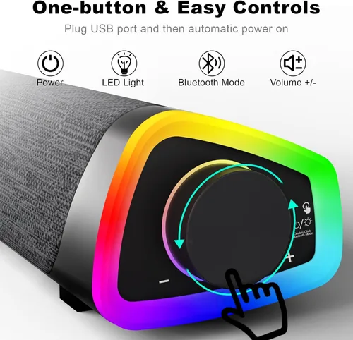 Vista 3 de SOULION Altavoces de computadora Bluetooth R30 Plus, con cable USB Gris