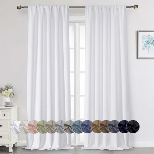 Vista 162 de Cortinas opacas para dormitorio, sala de estar, juego de 2 paneles de 54 pulgadas de largo, cortinas de oscurecimiento de habitación con aislamiento